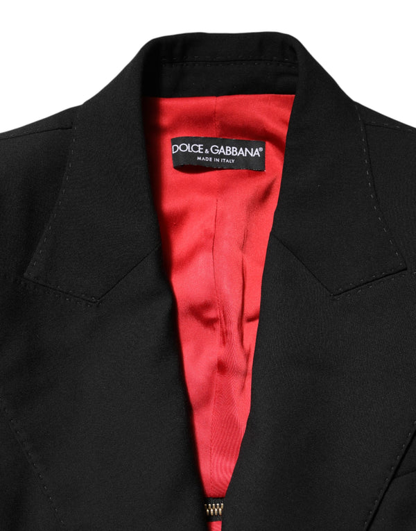 Dolce & Gabbana Black Wool Zipper Detailing Blazer Jacket