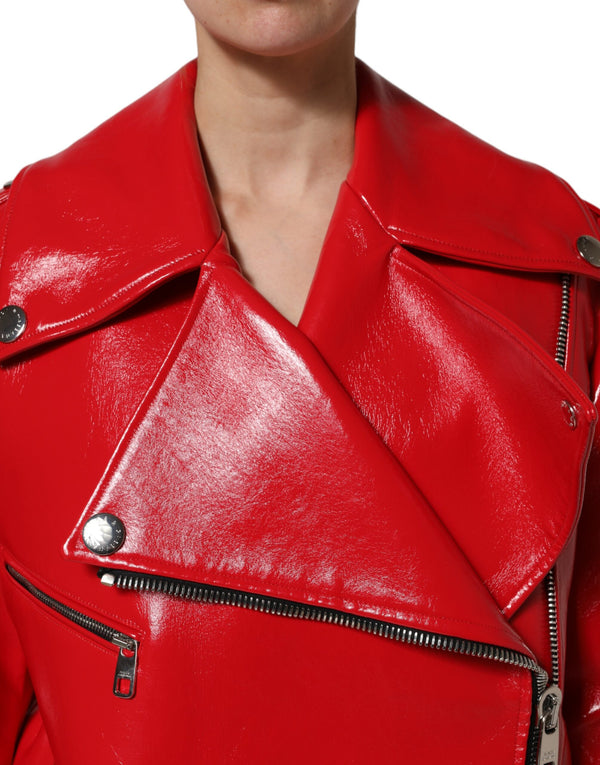 Dolce & Gabbana Red Lambskin Full Zipper Jacket