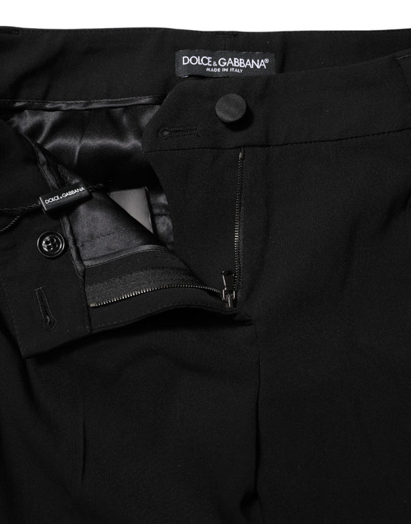 Dolce & Gabbana Black Wool Mid Waisted Tapered Dress Pants