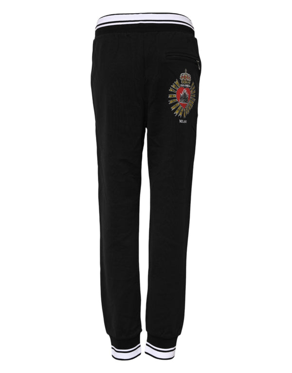 Dolce & Gabbana Black Cotton Mid Waist Jogger Pants