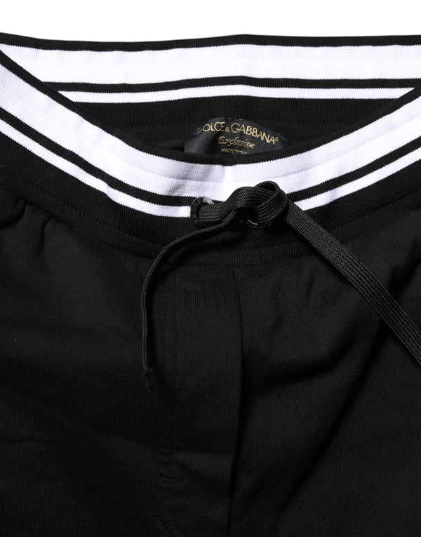 Dolce & Gabbana Black Cotton Mid Waist Jogger Pants