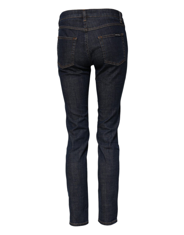 Dolce & Gabbana Blue Skinny Cotton Mid Waisted Denim Jeans
