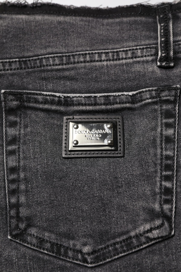 Dolce & Gabbana Gray Skinny Cotton Mid Waisted Denim Jeans