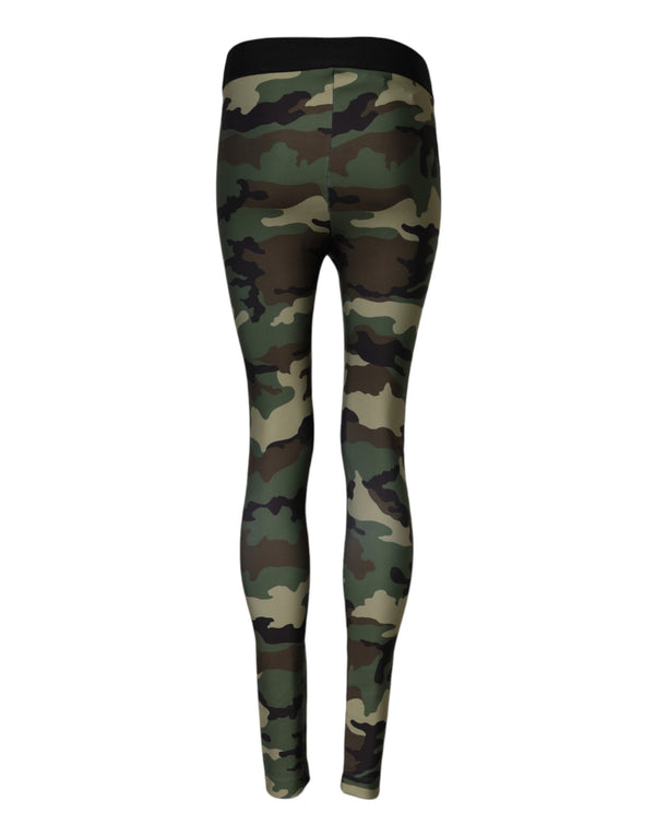 Dolce & Gabbana Multicolor Camouflage DG Waist Leggings Pants