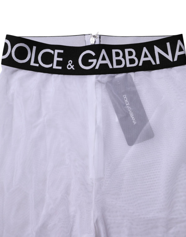Dolce & Gabbana Gray Nylon DG Logo Mid Waisted Leggings Pants