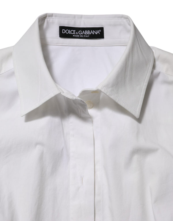 Dolce & Gabbana White Cotton Collared Long Sleeves Top Shirt