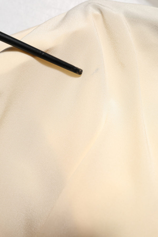 Dolce & Gabbana Light Yellow Silk Ascot Collared Blouse Top