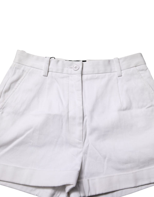 Dolce & Gabbana White Cotton Mid Waist Women Bermuda Shorts