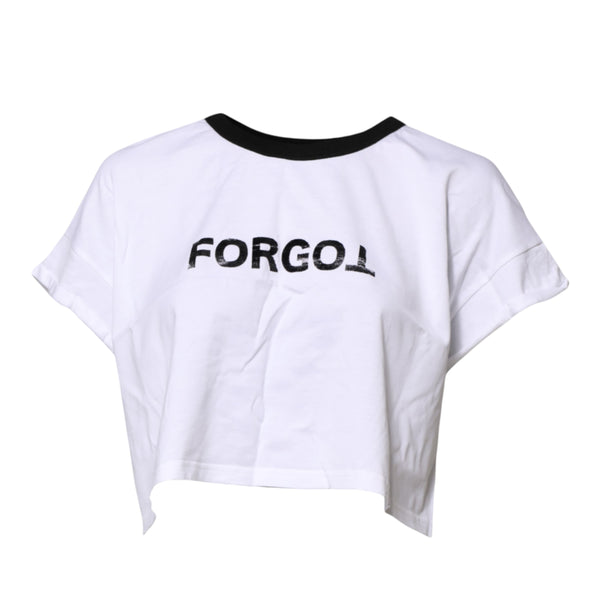 Dolce & Gabbana White Graphic Print Crew Neck Cropped T-shirt