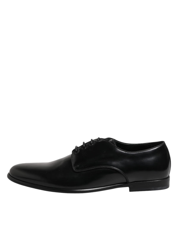 Dolce & Gabbana Black Leather Lace Up Derby Men Dress Shoes