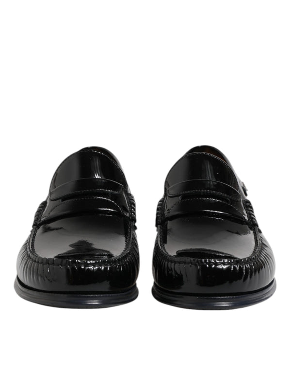 Dolce & Gabbana Black Leather Slip On Loafers Dress Shoes