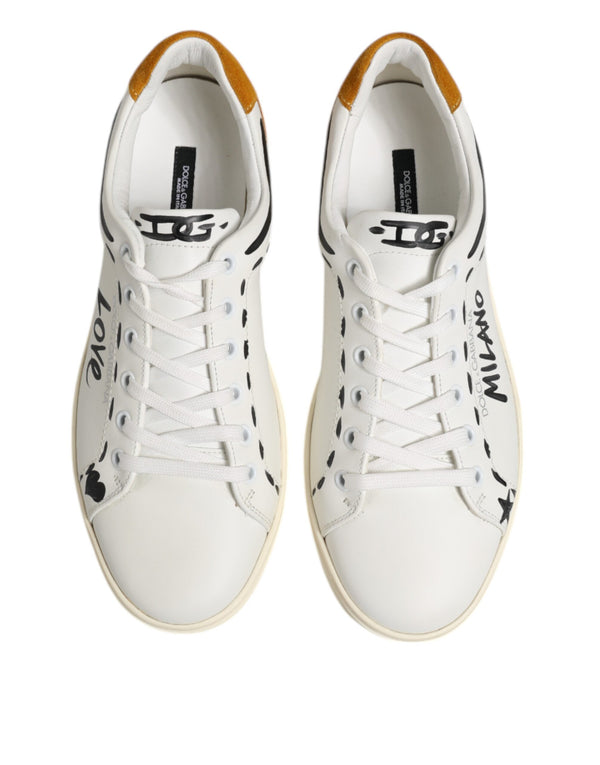Dolce & Gabbana White Leather MILANO Low Top Sneakers Shoes