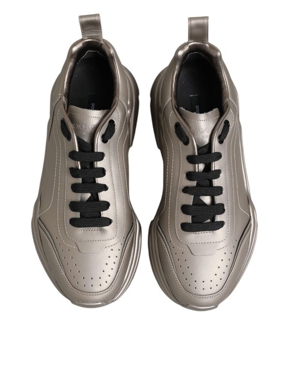 Dolce & Gabbana Silver DAYMASTER Leather Men Sneakers Shoes