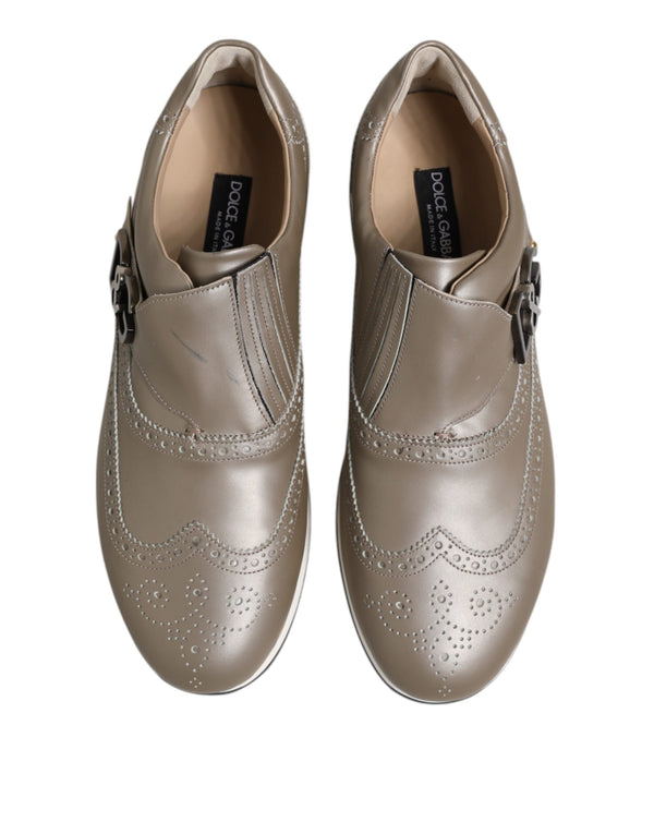 Dolce & Gabbana Brown Leather Men Low Top Sneakers Shoes