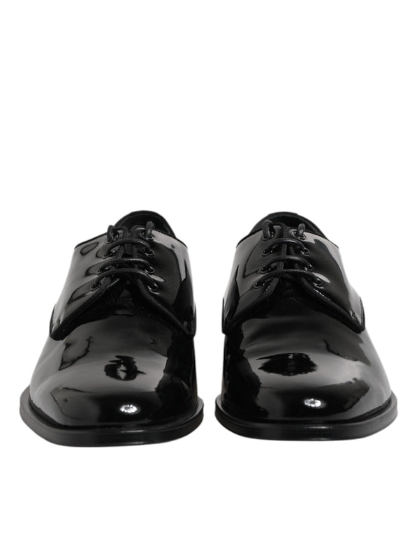 Dolce & Gabbana Black Patent Leather Derby Formal Dress Shoes