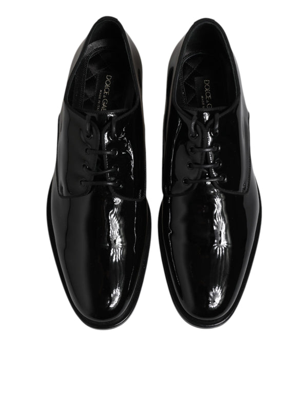 Dolce & Gabbana Black Patent Leather Derby Formal Dress Shoes