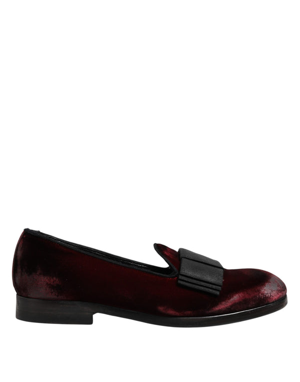 Dolce & Gabbana Red Velvet Men Slip On Loafers Dress Shoes