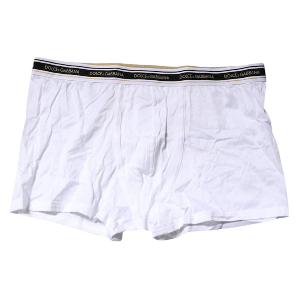 Dolce & Gabbana White Cotton Stretch Regular Boxer Underwear