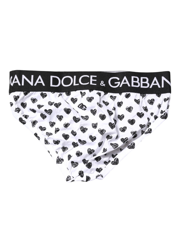 Dolce & Gabbana White Heart Printed Regular Brief Underwear