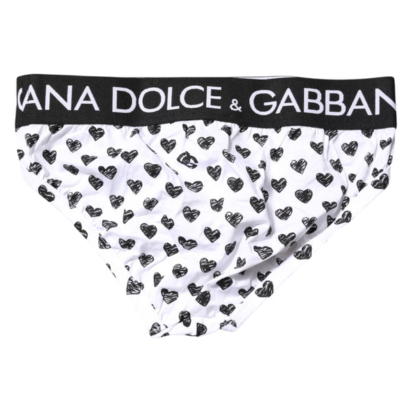 Dolce & Gabbana White Heart Printed Regular Brief Underwear