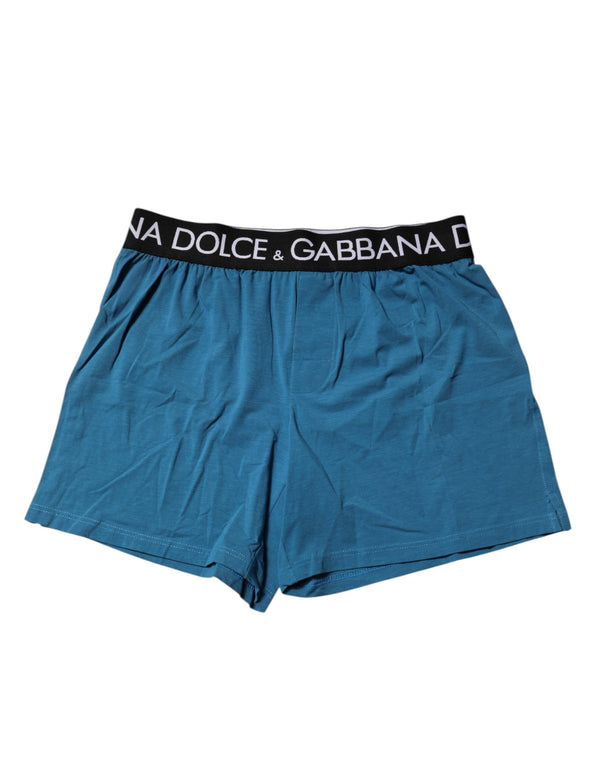 Dolce & Gabbana Blue Logo Waist Regular Boxer Shorts Underwear