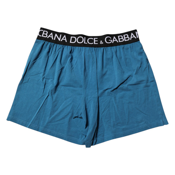 Dolce & Gabbana Blue Logo Waist Regular Boxer Shorts Underwear