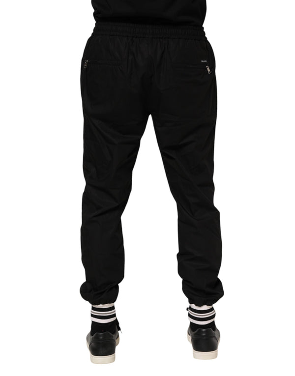 Dolce & Gabbana Black Cotton Logo Tape Men Jogger Pants
