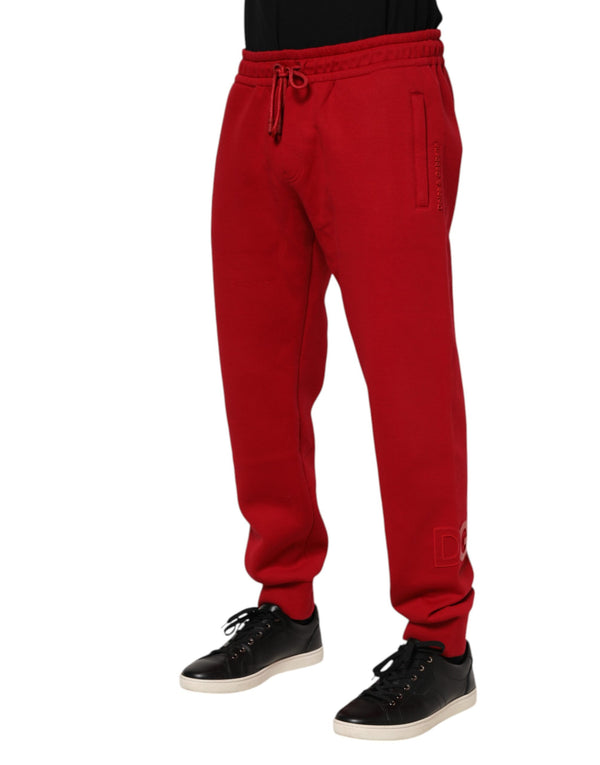 Dolce & Gabbana Red Cotton Logo Jogger Men Sweatpants Pants