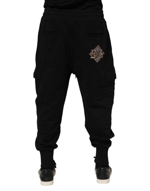 Dolce & Gabbana Black Cotton Logo Jogger Sweatpants Pants