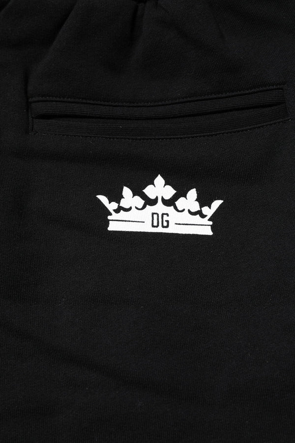 Dolce & Gabbana Black Cotton Crown Jogger Sweatpants Pants