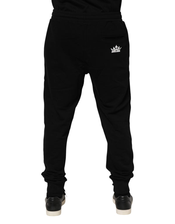 Dolce & Gabbana Black Cotton Crown Jogger Sweatpants Pants