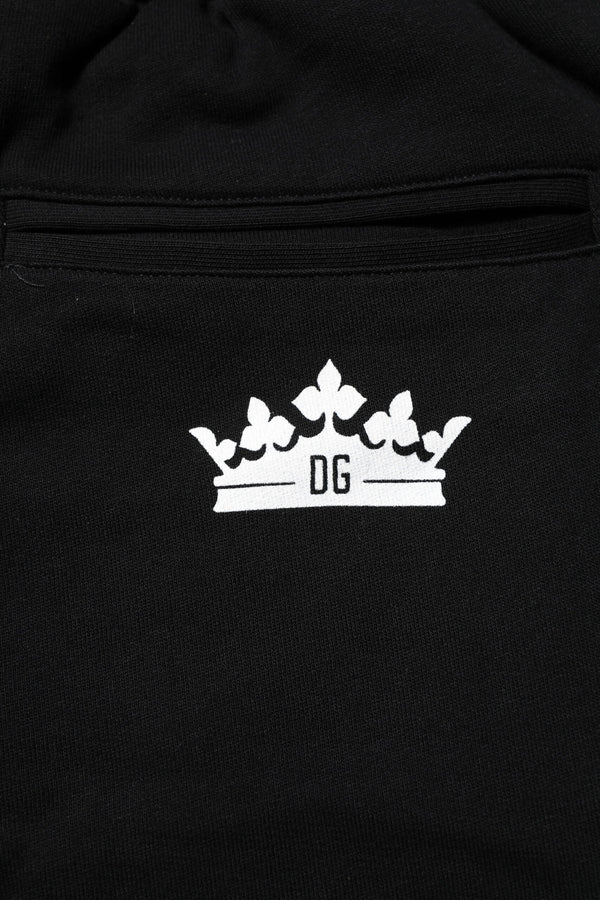 Dolce & Gabbana Black Cotton Crown Jogger Sweatpants Pants
