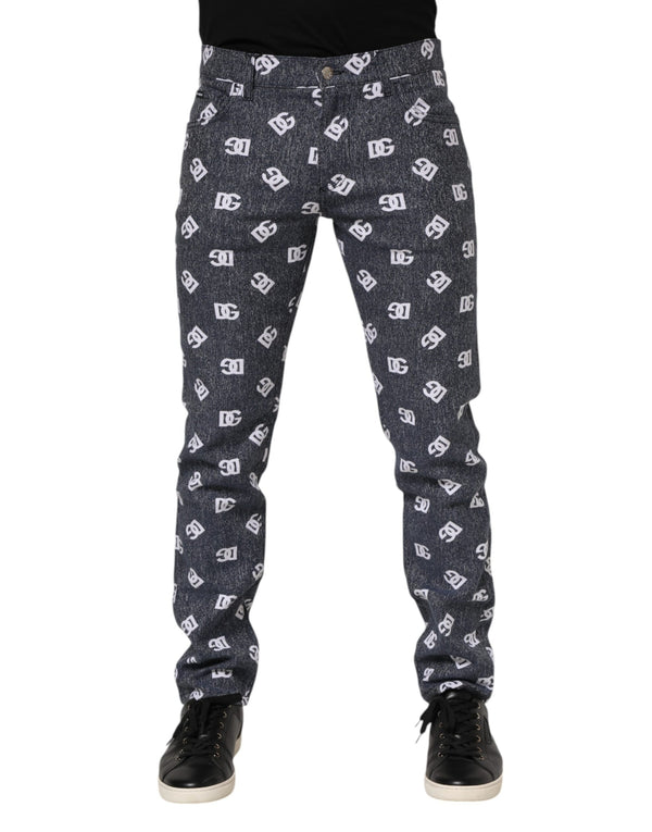 Dolce & Gabbana Dark Gray Logo Cotton Skinny Slim Denim Jeans