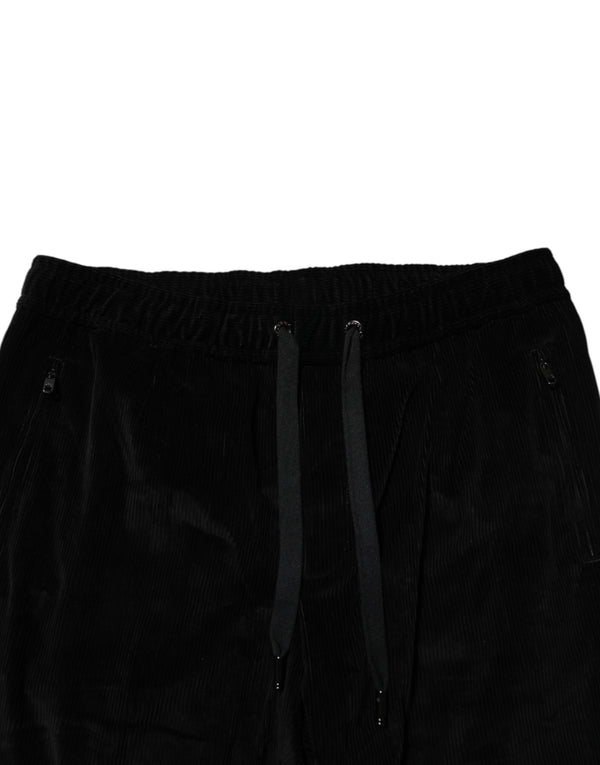 Dolce & Gabbana Black Cotton Men Jogger Sweatpants Pants