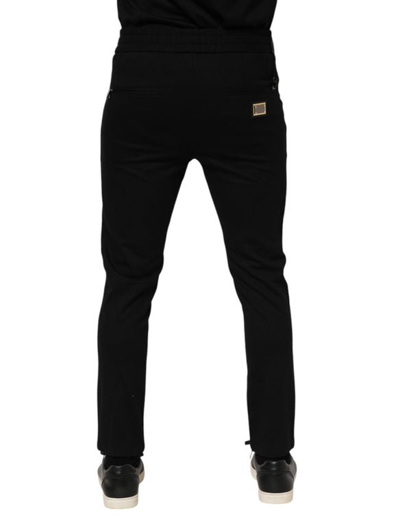 Dolce & Gabbana Black Viscose Drawstring Men Jogger Pants