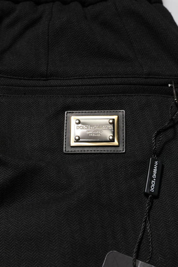 Dolce & Gabbana Black Viscose Drawstring Men Jogger Pants