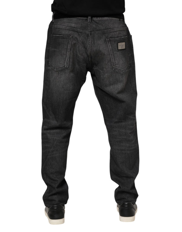 Dolce & Gabbana Gray Washed Cotton Loose Denim Jeans