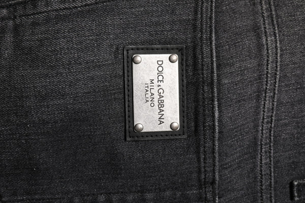 Dolce & Gabbana Gray Washed Cotton Loose Denim Jeans