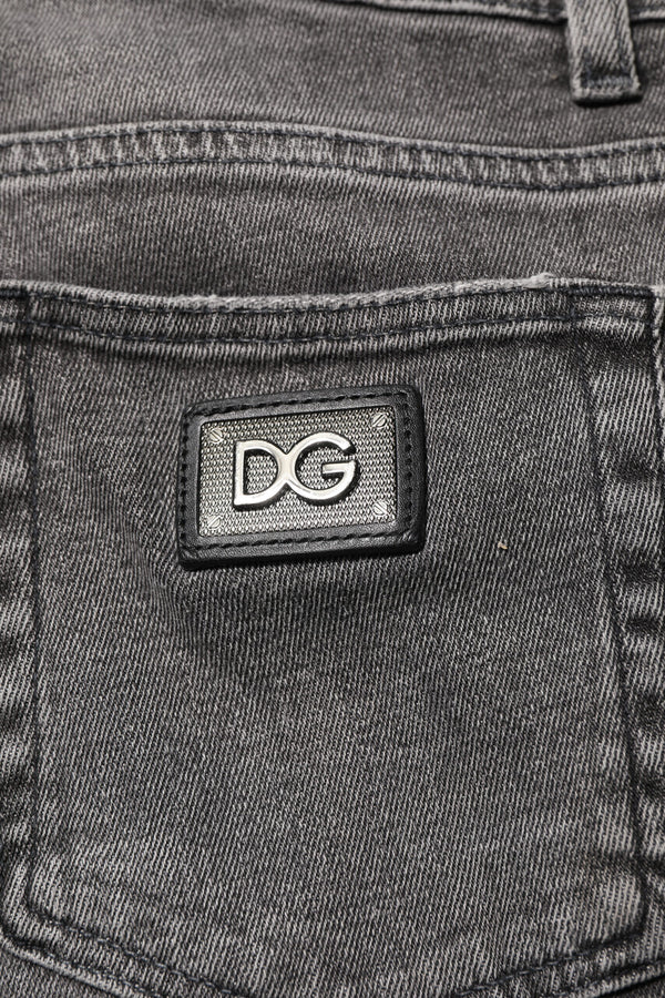 Dolce & Gabbana Gray Cotton Logo Plaque Men Denim Jeans
