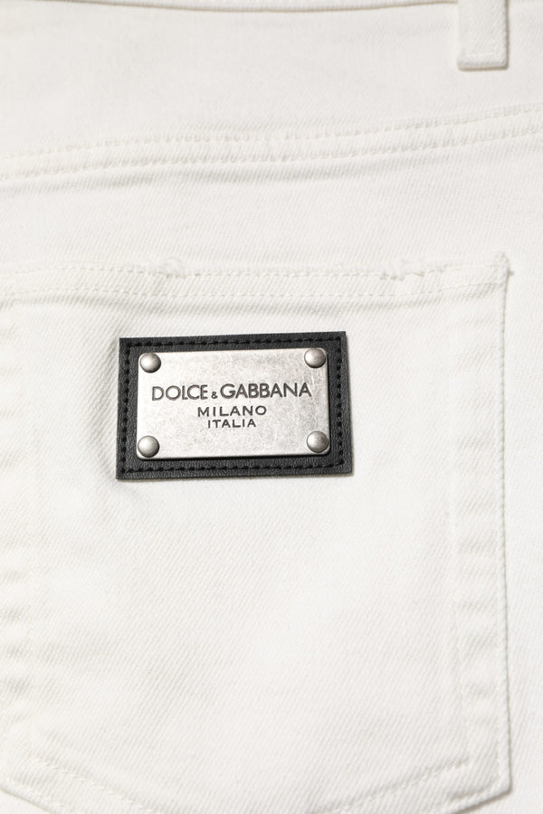 Dolce & Gabbana White Cotton Loose Men Denim Jeans