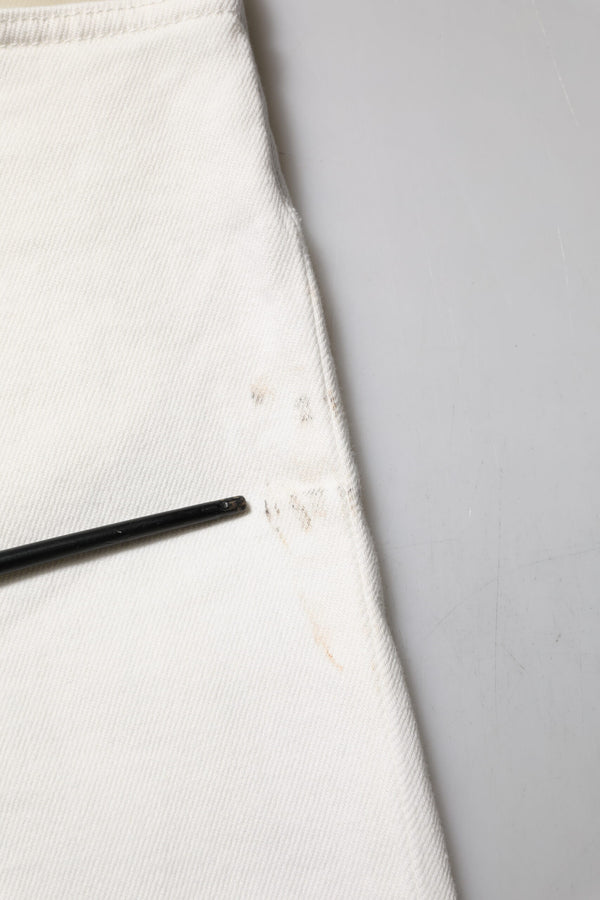 Dolce & Gabbana White Cotton Logo Plaque Slim Fit Denim Jeans