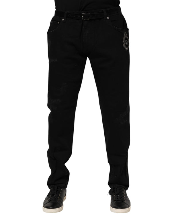 Dolce & Gabbana Black Cotton Skinny Men Denim Jeans