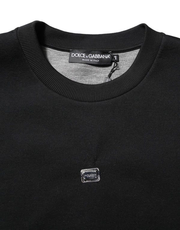 Dolce & Gabbana Black Modal DG Logo Plaque Pullover Sweater