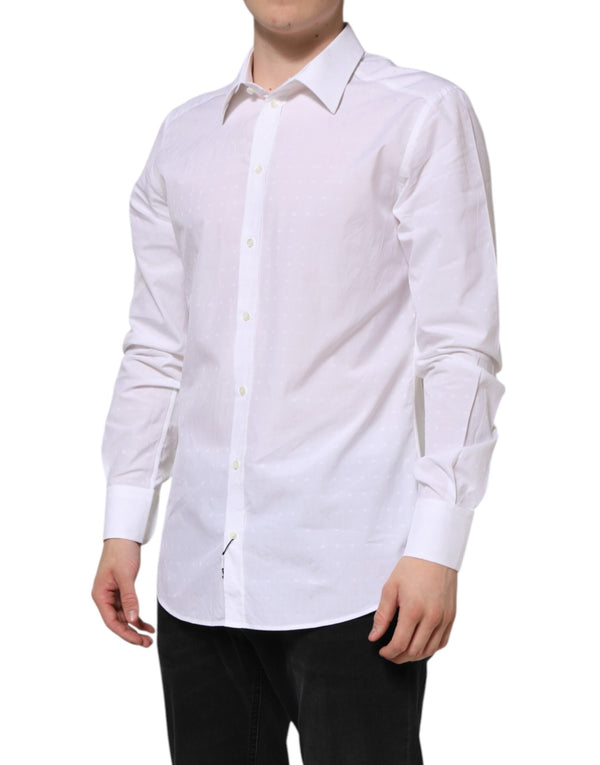 Dolce & Gabbana White Cotton GOLD Dress Formal Shirt
