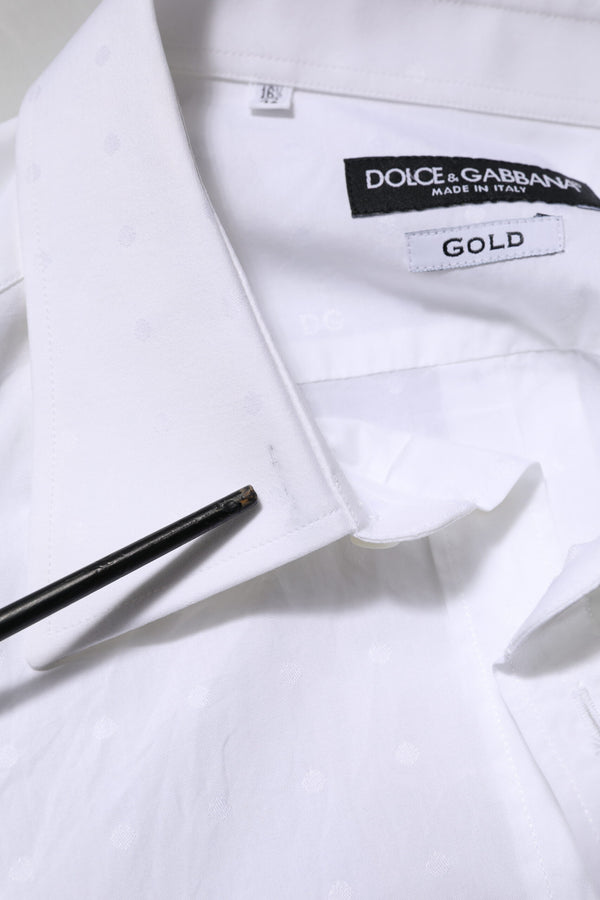 Dolce & Gabbana White Cotton GOLD Dress Formal Shirt