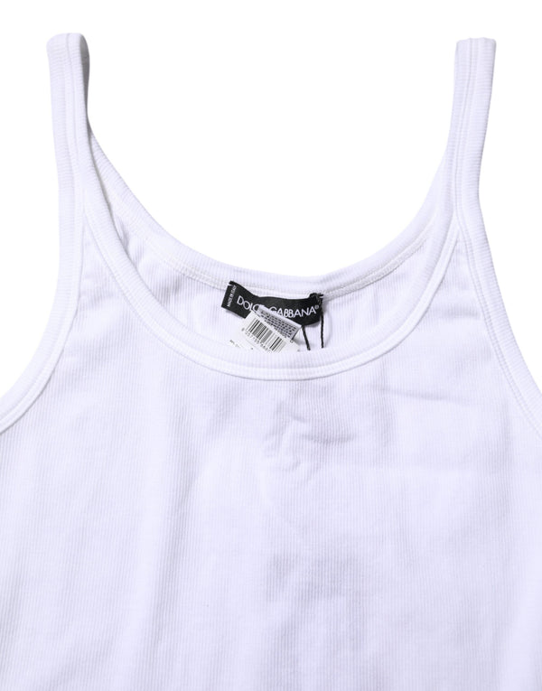 Dolce & Gabbana White Sleeveless Round Neck Men Tank T-shirt