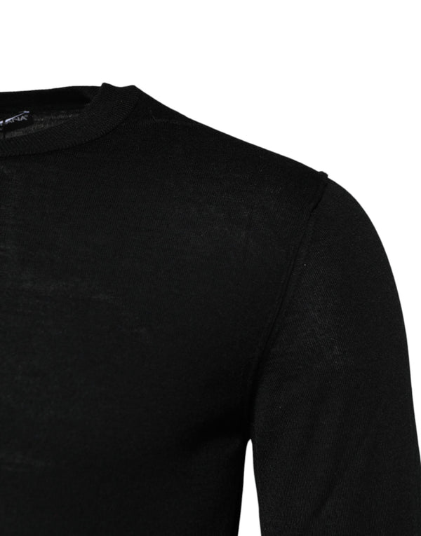 Dolce & Gabbana Black Cashmere Crew Neck Long Sleeves T-shirt