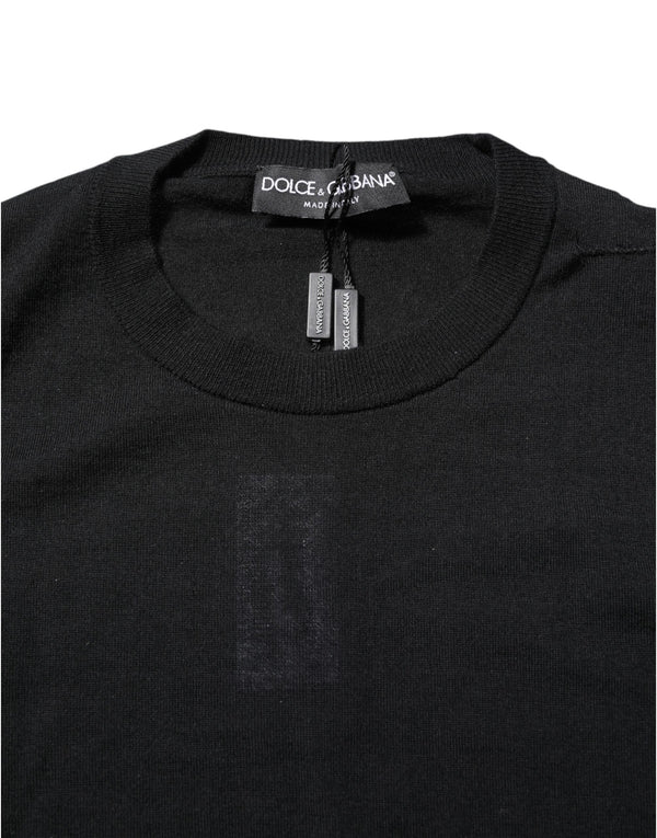 Dolce & Gabbana Black Cashmere Crew Neck Long Sleeves T-shirt