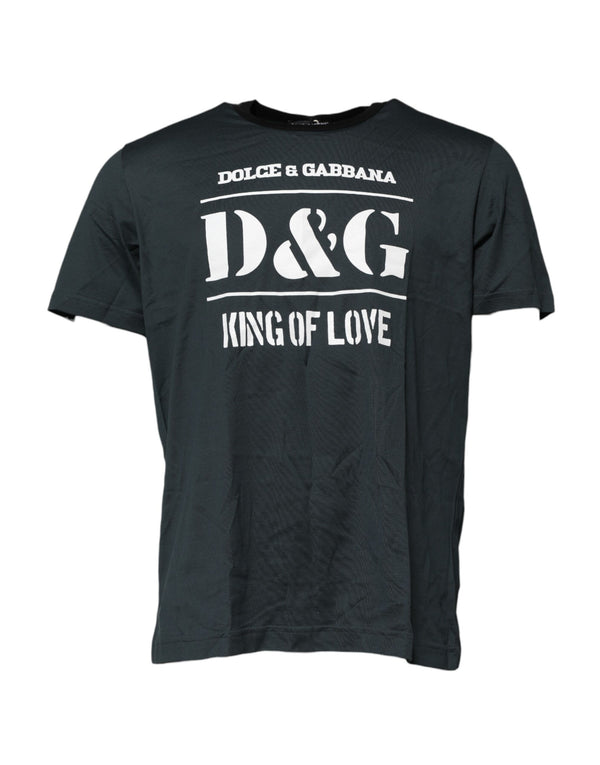 Dolce & Gabbana Black Cotton Printed Short Sleeves T-shirt