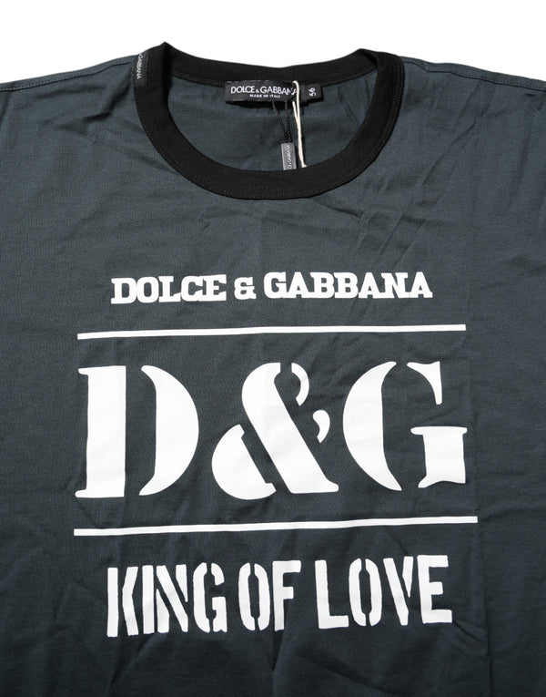 Dolce & Gabbana Black Cotton Printed Short Sleeves T-shirt